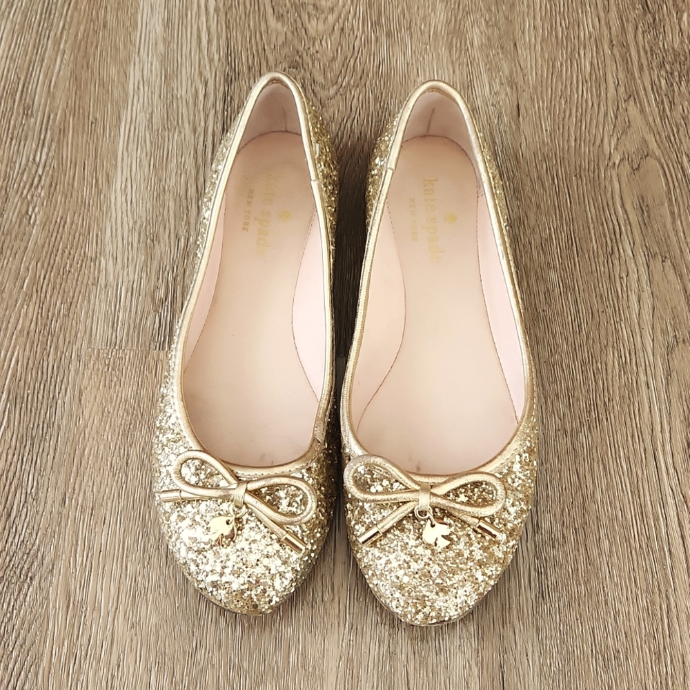 Kate Spade Sparkly Gold Flats - Womens Size 6